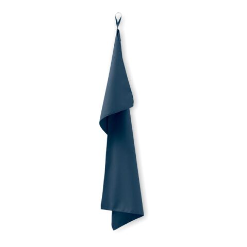 Werbeartikel Mikrofaser-Handtuch – blau – mit Stick, schnell trocknend, 50 x 100 cm, leicht, für Messen und Events