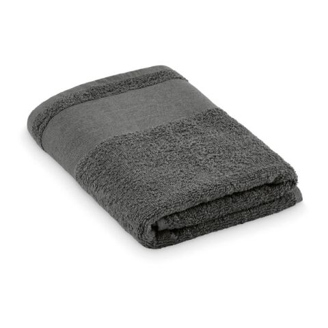 Mitarbeitergeschenk Handtuch Baumwolle – dunkelgrau – mit Logodruck, 50x100cm, 380g/m², ideal für Fitnessstudios & Gyms