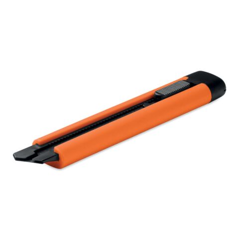 Werbeartikel Cuttermesser – orange – mit Logo bedruckt, Karbonstahlklinge, 2 Ersatzklingen, scharfes Teppichmesser für Baustellen