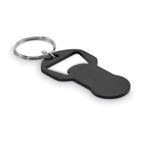Schlüsselring mit Kapselheber schwarz | ohne Werbeanbringung | Nicht verfügbar | Nicht verfügbar