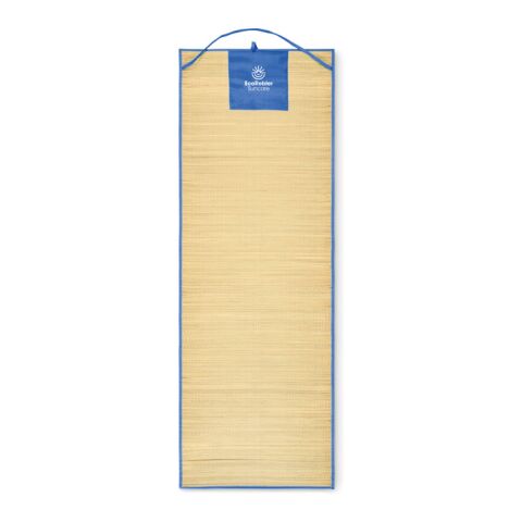 Nachhaltiger Werbeartikel Strandmatte aus Stroh – königsblau – mit Logo bedruckt