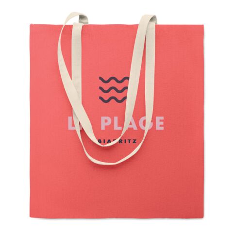 Werbeartikel Einkaufstasche aus Baumwolle – fuchsia – mit Logo bedruckt