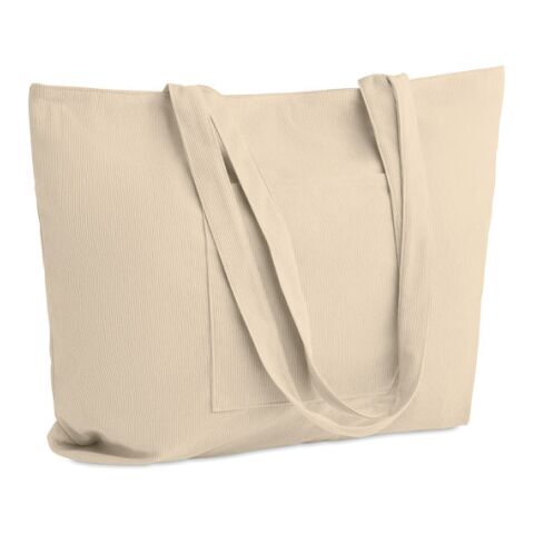 Werbeartikel Einkaufstasche Kord-Polyester – beige – Einkaufstasche / Werbetasche mit Logo bedruckt