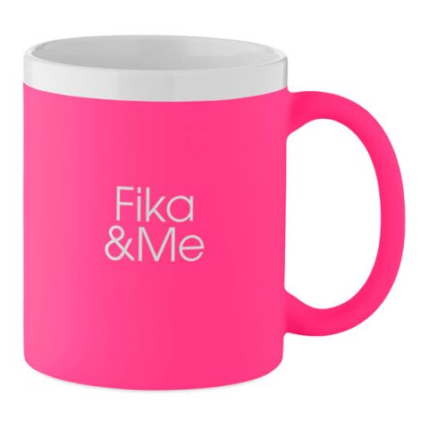 Werbeartikel Keramikbecher 300 ml – neon fuchsia – mit Logo bedruckt als Kundenpräsent
