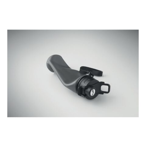 Werbeartikel Faltbare Silikon Sport Trinkflasche 500 ml PP-Deckel Trageschlaufe auslaufsicher BPA-frei – dunkelgrau – mit Logo bedruckt