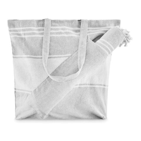 Werbeartikel Hamamtuch-Set – grau – mit Logo bedruckt