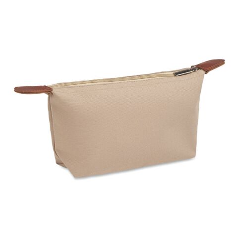 Werbeartikel Kosmetiktasche 600D RPET – khaki – mit Logo bedruckt