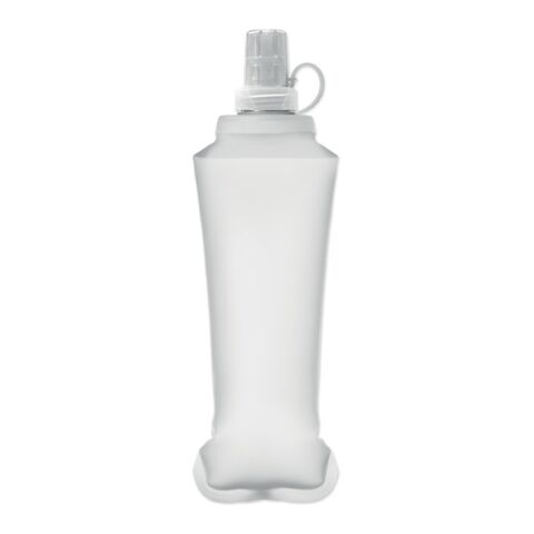 Werbeartikel Faltbare Wasserflasche 500ml – transparent weiß – mit Logo bedruckt