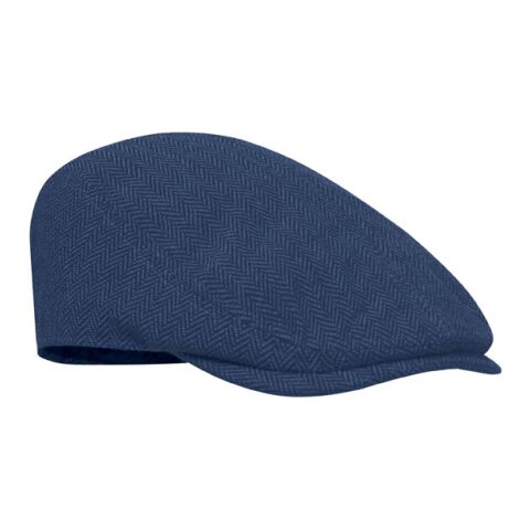 Werbeartikel Newsboy-Kappe 335 g/m² – blau – mit Logodruck, meliertes Polyester, Metallverschluss, klassisches Baseball Cap für Promotion