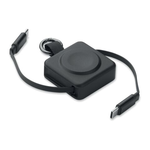 Einziehbares 100W-Typ-C-Kabel schwarz