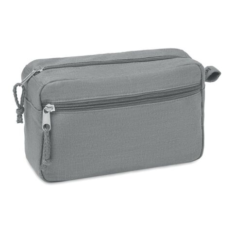 Werbeartikel Hanf Kosmetiktasche 200g/m² – grau – mit Logo bedruckt