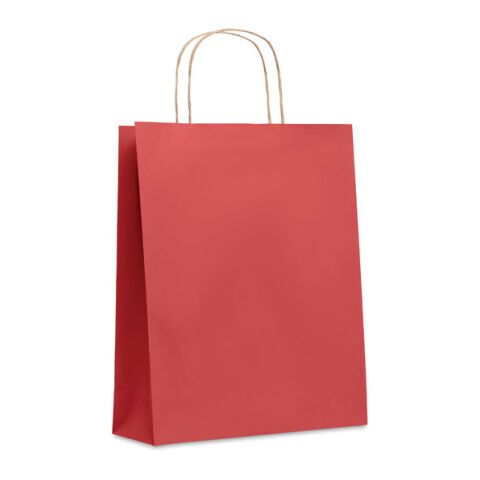 Werbeartikel Papiertüte, medium 90 g/m² – rot – mit Logo bedruckt