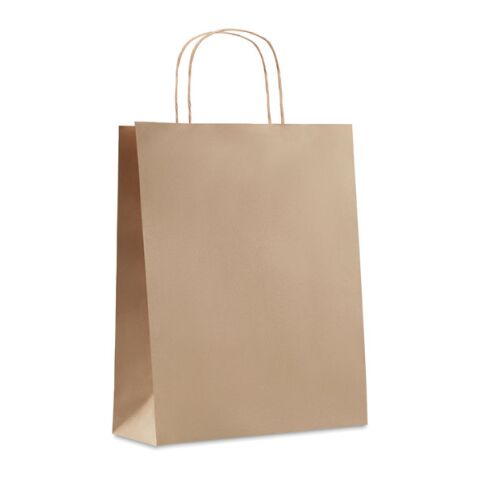 Werbeartikel Papiertüte, medium 90 g/m² – beige – mit Logo bedruckt