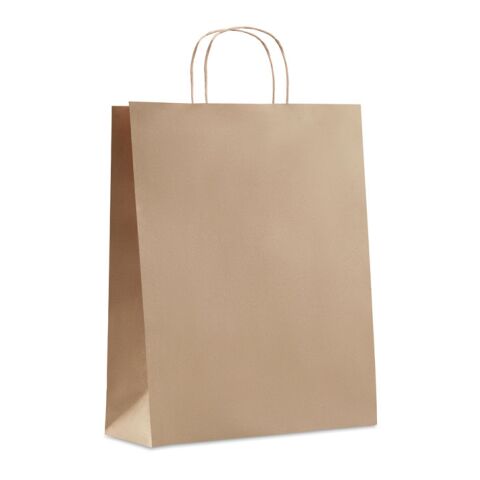 Werbeartikel Papiertüte, groß 90 g/m² – beige – mit Logo bedruckt