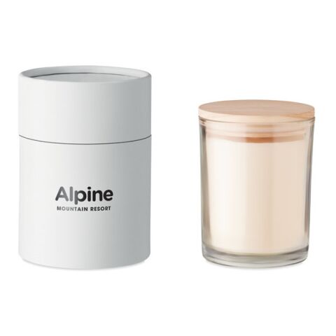 Werbeartikel Kerze Vanille Duft groß | transparent | mit Logo bedrucken