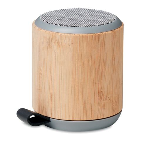 5.0 runder Wireless Lautsprecher mit Bambus-Finish holzfarben | ohne Werbeanbringung | Nicht verfügbar | Nicht verfügbar