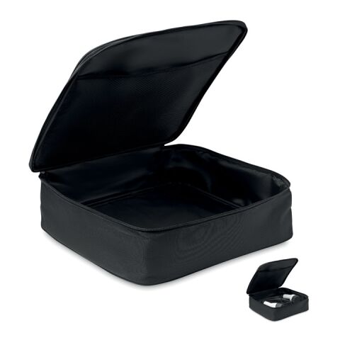 Ladekabel-Tasche 600D RPET schwarz | ohne Werbeanbringung | Nicht verfügbar | Nicht verfügbar | Nicht verfügbar