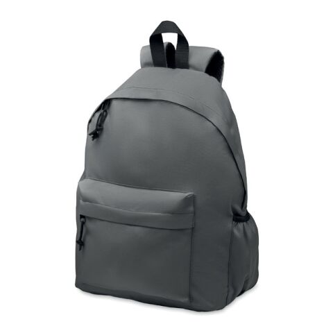 Werbeartikel Rucksack 600D Recycled PET-Polyester – dunkelgrau – mit Logo bedruckt