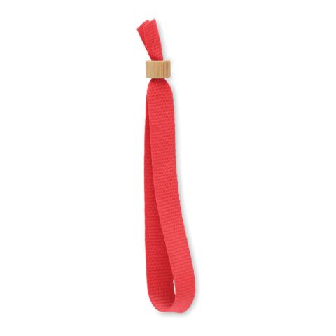 Werbeartikel Armband RPET-Polyester – rot – mit Logo bedruckt