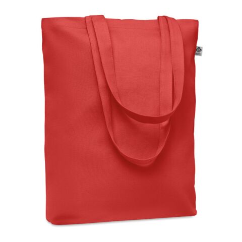 Werbeartikel Einkaufstasche Canvas mit langen Tragegriffen – rot – mit Logo bedruckt