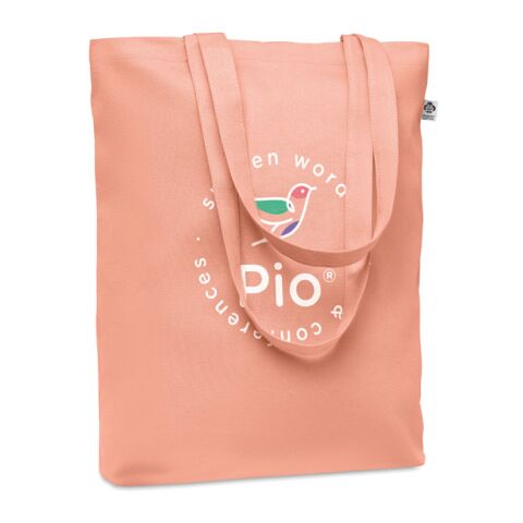 Werbeartikel Einkaufstasche Canvas mit langen Tragegriffen – orange – mit Logo bedruckt