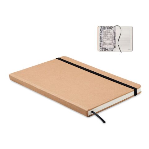 Werbeartikel DIN A5 Notizbuch Karton – beige – mit Logo bedruckt