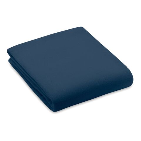 Werbeartikel Recycelt PET-Polar Fleece-Decke 130g/m² – blau – mit Logo bedruckt