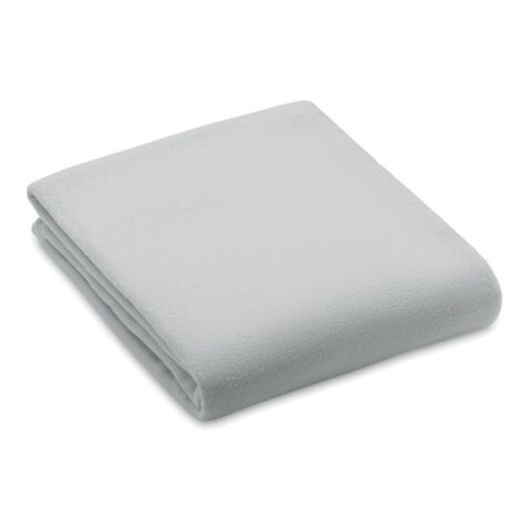 Werbeartikel Recycelt PET-Polar Fleece-Decke 130g/m² – grau – mit Logo bedruckt