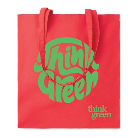 Werbeartikel Einkaufstasche Organic Cotton, gefärbt – rot – mit Logo bedruckt