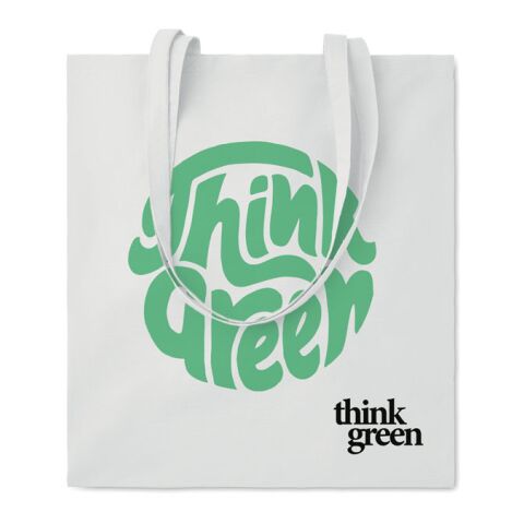 Werbeartikel Einkaufstasche Organic Cotton, gefärbt – weiß – mit Logo bedruckt