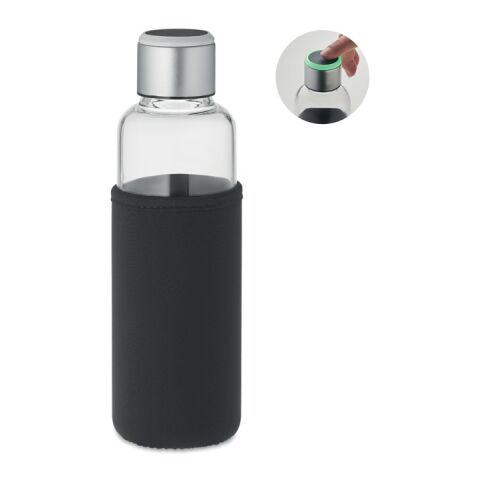 Trinkflasche mit Trink-Erinnerung 500ml aus Borosilikatglas schwarz | ohne Werbeanbringung | Nicht verfügbar | Nicht verfügbar | Nicht verfügbar