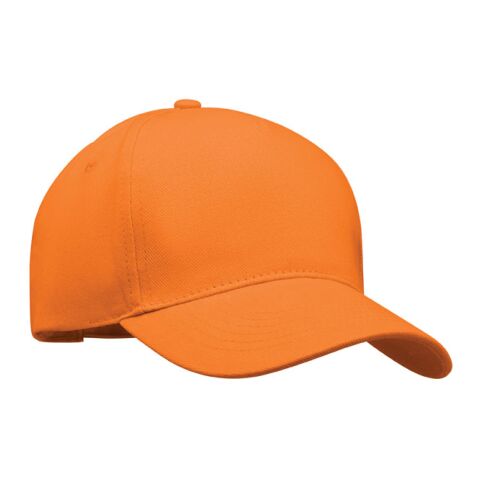 Werbeartikel Cap 5 Panels – orange – mit Logodruck 260 g/m² Baumwolle klassisches Baseball Cap für Mitarbeiter-Onboarding