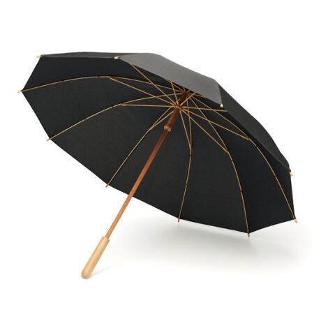 23,5&quot; RPET/Bambus Regenschirm schwarz | ohne Werbeanbringung | Nicht verfügbar | Nicht verfügbar | Nicht verfügbar