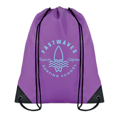 Werbeartikel Beutel mit Kordelzug 190T Polyester – violett – mit Logo bedruckt