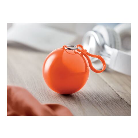 Werbeartikel Regenponcho in Kugel – orange – mit Logo bedruckbar