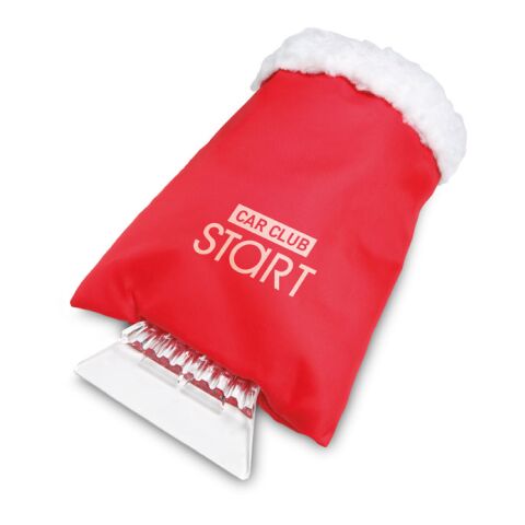 Werbeartikel Eiskratzer mit Handschuh | rot | mit Logo bedrucken