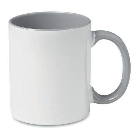 Werbeartikel Kaffeebecher mit farbiger Innenseite – grau – mit Logodruck 300 ml für die Büroküche
