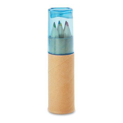 6-teiliges Buntstifte-Set mit Anspitzer transparent-blau | ohne Werbeanbringung | Nicht verfügbar | Nicht verfügbar | Nicht verfügbar