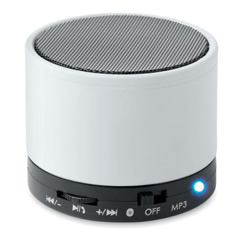 Werbeartikel Bluetooth Lautsprecher, rund | weiß | mit Logo bedrucken