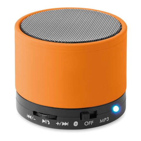 Werbeartikel Bluetooth Lautsprecher, rund | orange | mit Logo bedrucken