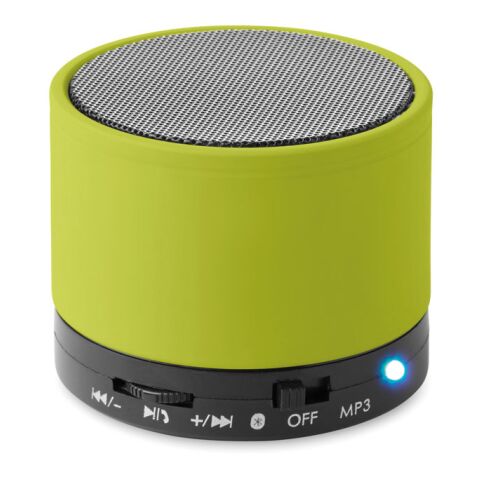 Werbeartikel Bluetooth Lautsprecher, rund | limette | mit Logo bedrucken