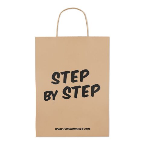 Werbeartikel Geschenkpapiertüte, groß – beige – mit Logo bedruckt