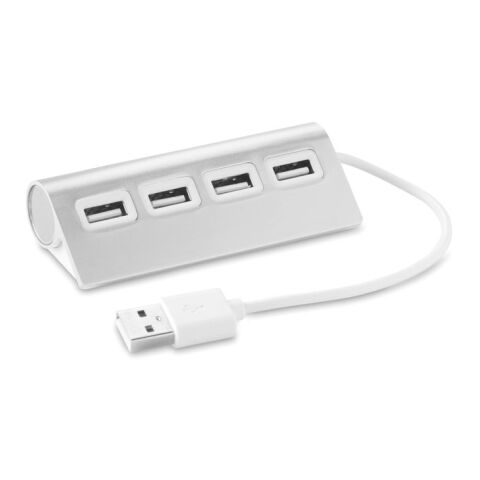 4 Port 2.0 USB Hub aus Aluminium mattsilber | ohne Werbeanbringung | Nicht verfügbar | Nicht verfügbar