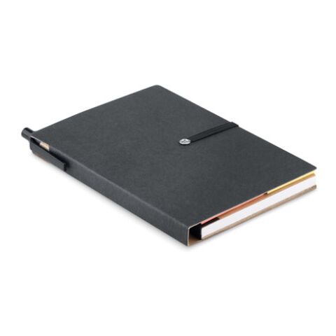 Recyceltes Notizbuch mit Klebezettelblöcken schwarz | ohne Werbeanbringung | Nicht verfügbar | Nicht verfügbar