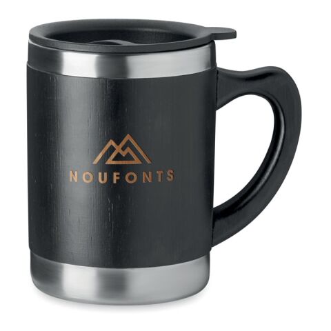 Doppelwandiger Trinkbecher mit Bambus-Finish 300 ml schwarz | ohne Werbeanbringung | Nicht verfügbar | Nicht verfügbar