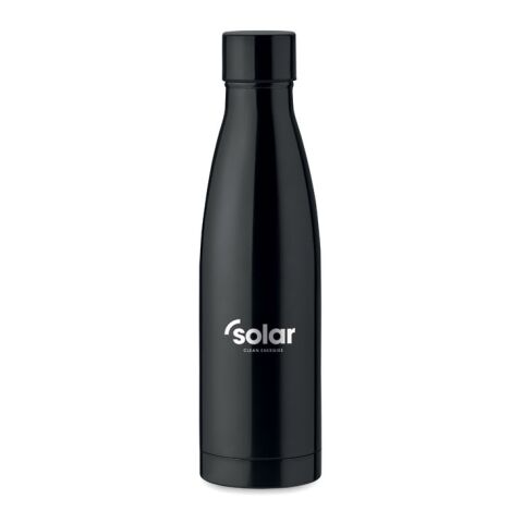 Werbeartikel 500 ml Edelstahl Isolierflasche doppelwandig mit verkupferter Innenwand & Vakuum-Isolierung – schwarz – mit Logo bedruckt