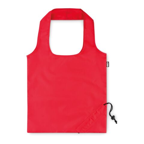 Werbeartikel Faltbare Einkaufstasche RPET – rot – mit Logo bedruckt