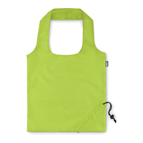 Werbeartikel Faltbare Einkaufstasche RPET – limette – mit Logo bedruckt