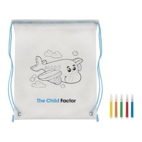 Werbeartikel Gestaltbarer Kordelzugbeutel – himmelblau – mit Logo bedruckt