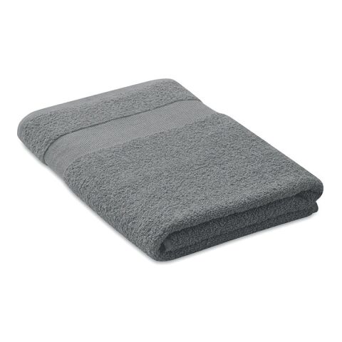 Nachhaltiger Werbeartikel Handtuch Bio-Cotton – grau – mit Logo bedruckt